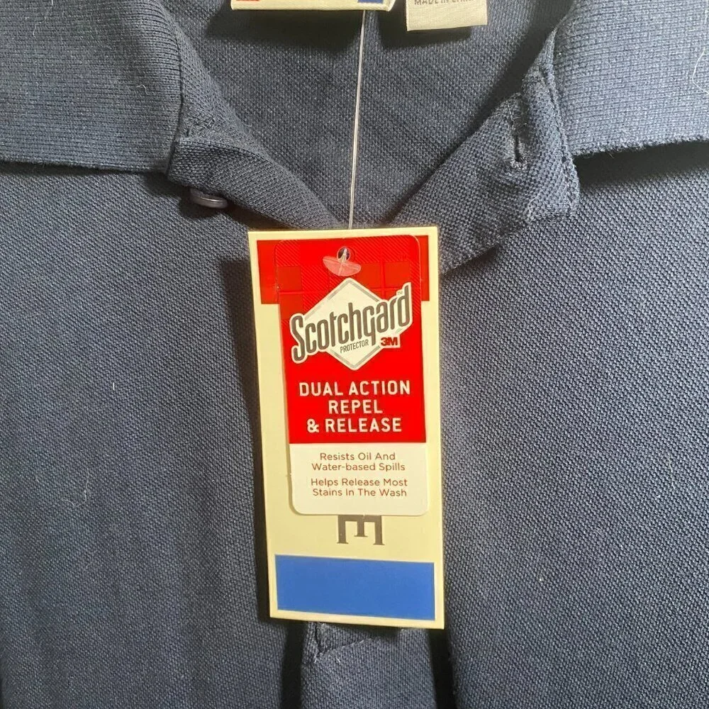 Clique Polo Shirt Men’s M Navy Blue Short Sleeve Golf Scotchguard Protection NWT - Picture 7 of 13